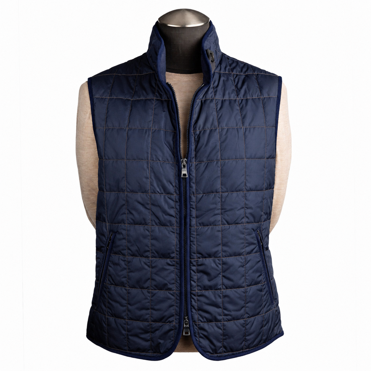 Waterville Water Repellent Quilted Nylon Vest in Navy Blue