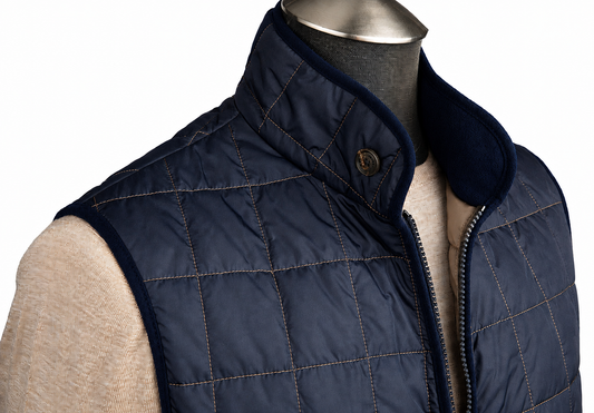 Waterville Water Repellent Quilted Nylon Vest in Navy Blue