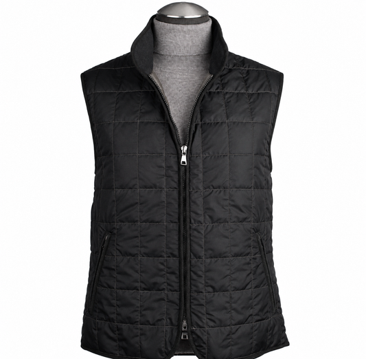Waterville Water Repellent Quilted Nylon Vest in Black