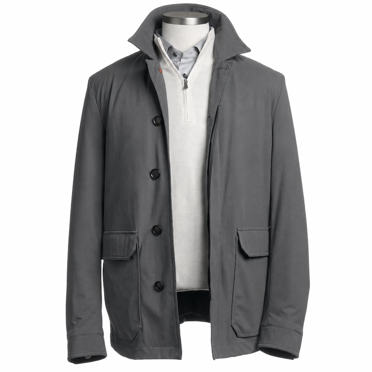 Waterville Nylon Car Coat in Charcoal Gray