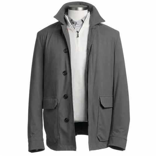 Waterville Nylon Car Coat in Charcoal Gray
