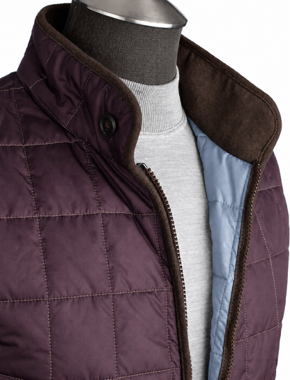 Waterville Water Repellent Quilted Nylon Vest in Bordeaux