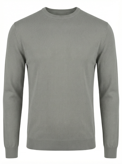 DANIELE FIESOLI Cotton Crew Neck Sweater in Stone Grey