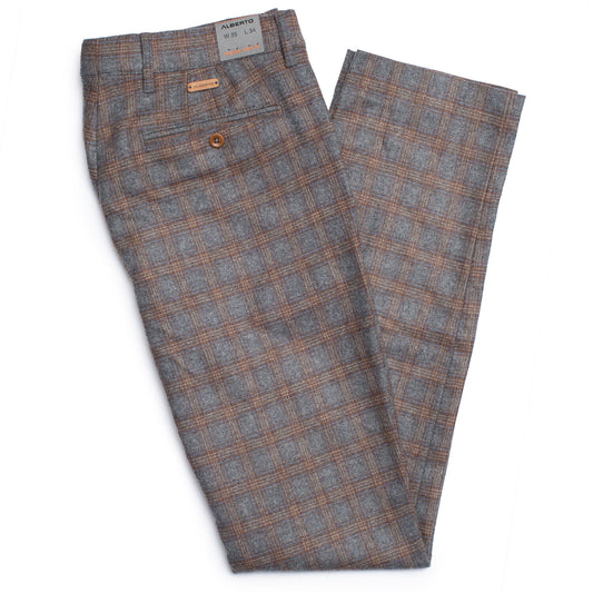 Alberto Jeans Lou All Season Flannel Plaid Pants in Gray and Rust