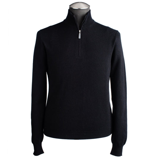 Gran Sasso 100% Cashmere Quarter-Zip Sweater in Black