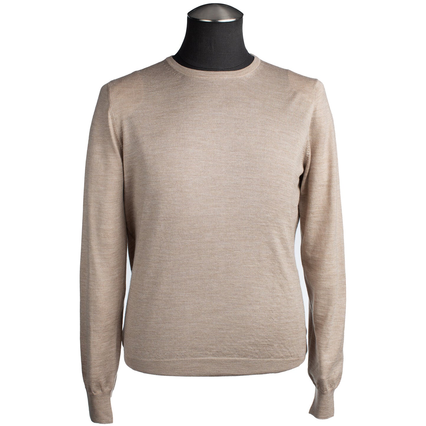 Gran Sasso Silk and Merino Wool Crew Neck Sweater in Beige