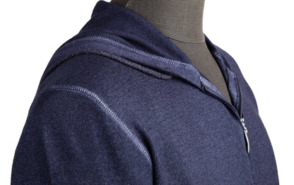 Gran Sasso Vintage Cardigan Hoodie in Denim Blue