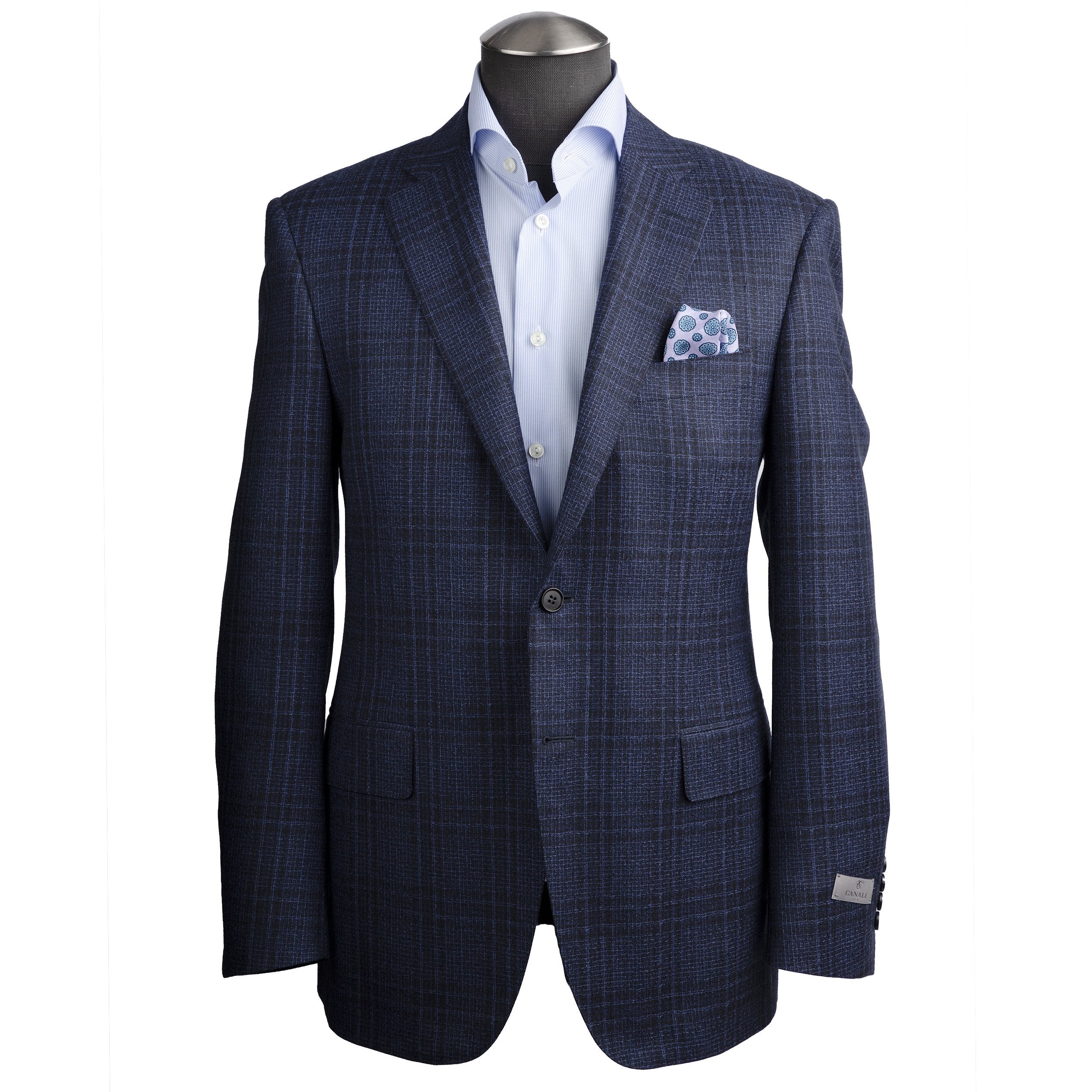 Canali Siena Model Wool Sport Coat in Navy and Light Blue Prince of Wa Uomo San Francisco