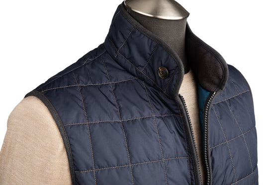 Waterville Water Repellent Quilted Nylon Vest in Navy Blue