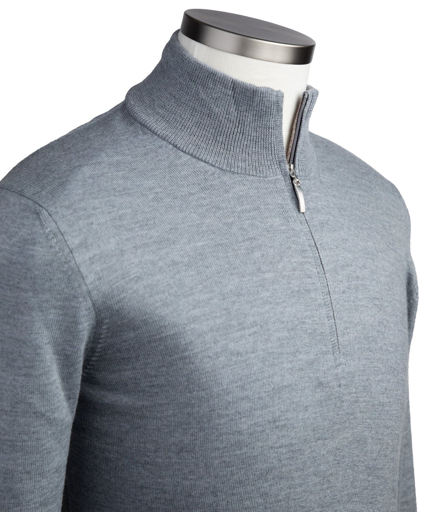 Gran Sasso Extra Fine Merino Wool Quarter-Zip Sweater in Light Gray