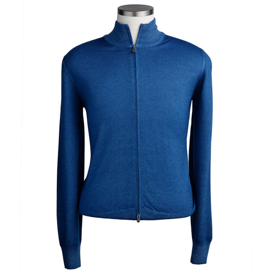 Gran Sasso Merino Wool Full-Zip Sweater in Light Blue