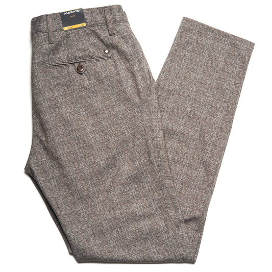 Alberto Rob Regular Fit in Jersey Check Pattern Brown