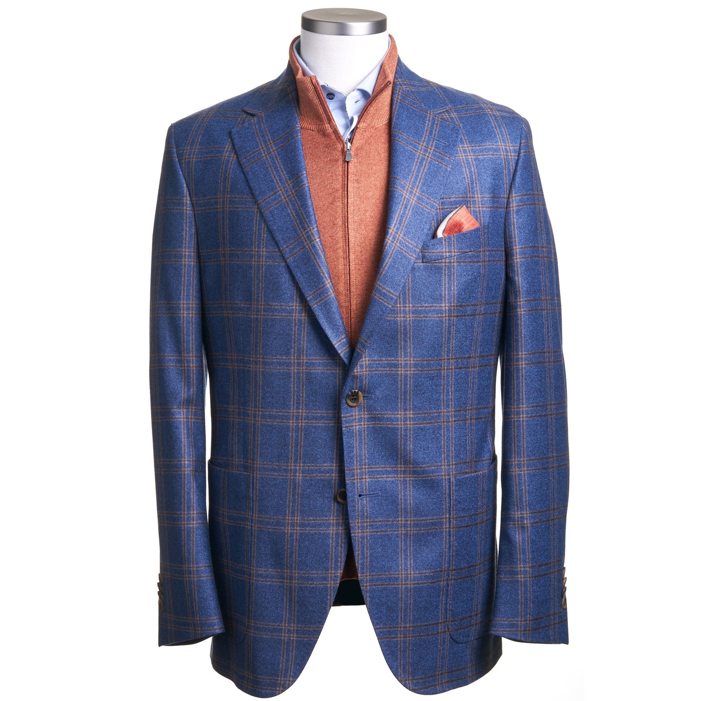 Uomo 100% Wool Sport Coat in Blue Glen Plaid