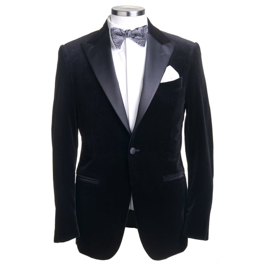 Canali Formal Dinner Jacket  in Cotton Velvet -Black