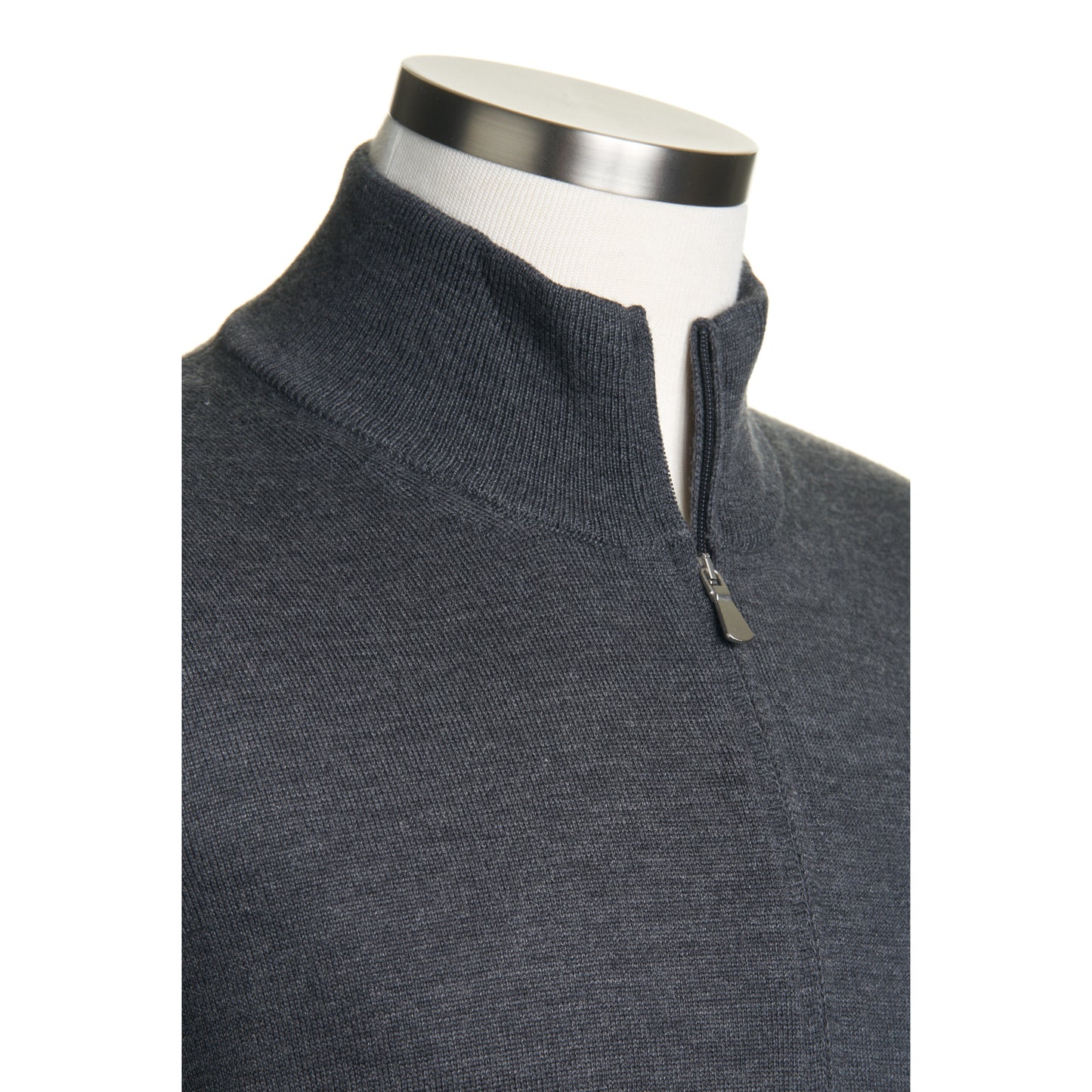 Gran Sasso Merino Wool Full-Zip Sweater in Charcoal Gray (Copy)