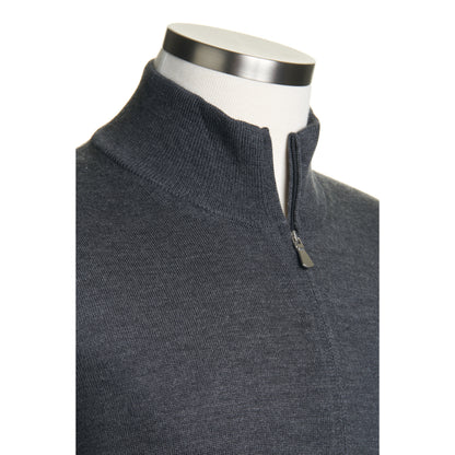 Gran Sasso Merino Wool Full-Zip Sweater in Charcoal Gray (Copy)