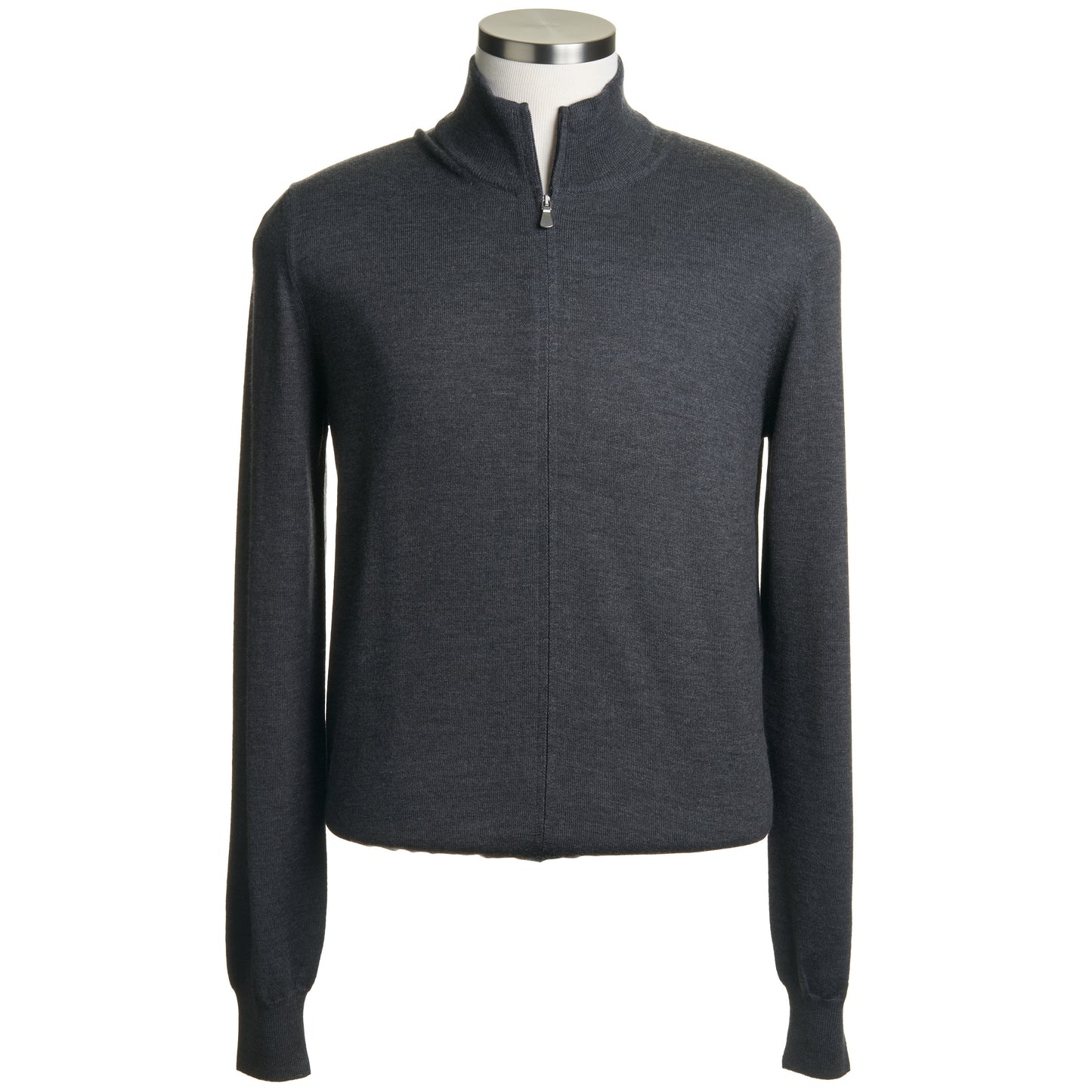 Gran Sasso Merino Wool Full-Zip Sweater in Charcoal Gray (Copy)