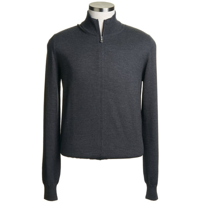 Gran Sasso Merino Wool Full-Zip Sweater in Charcoal Gray (Copy)