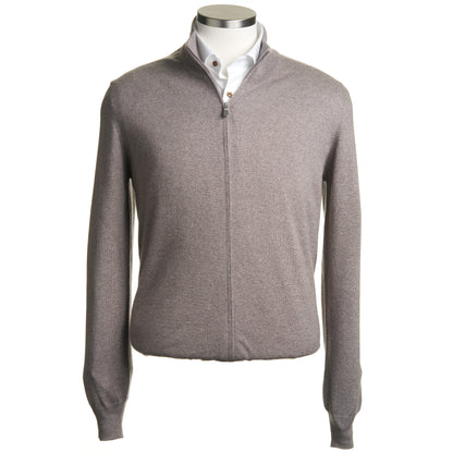 Gran Sasso Merino Wool Full-Zip Sweater in Mocha
