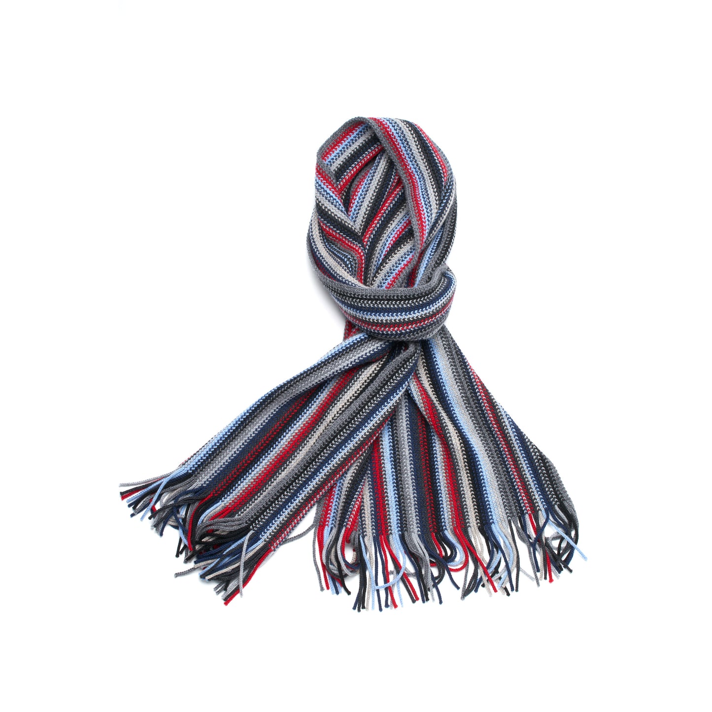 Colorful Pencil Stripe Wool Knit Scarf with Fringe -03