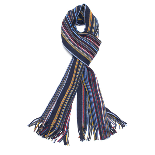 Colorful Pencil Stripe Wool Knit Scarf with Fringe -05