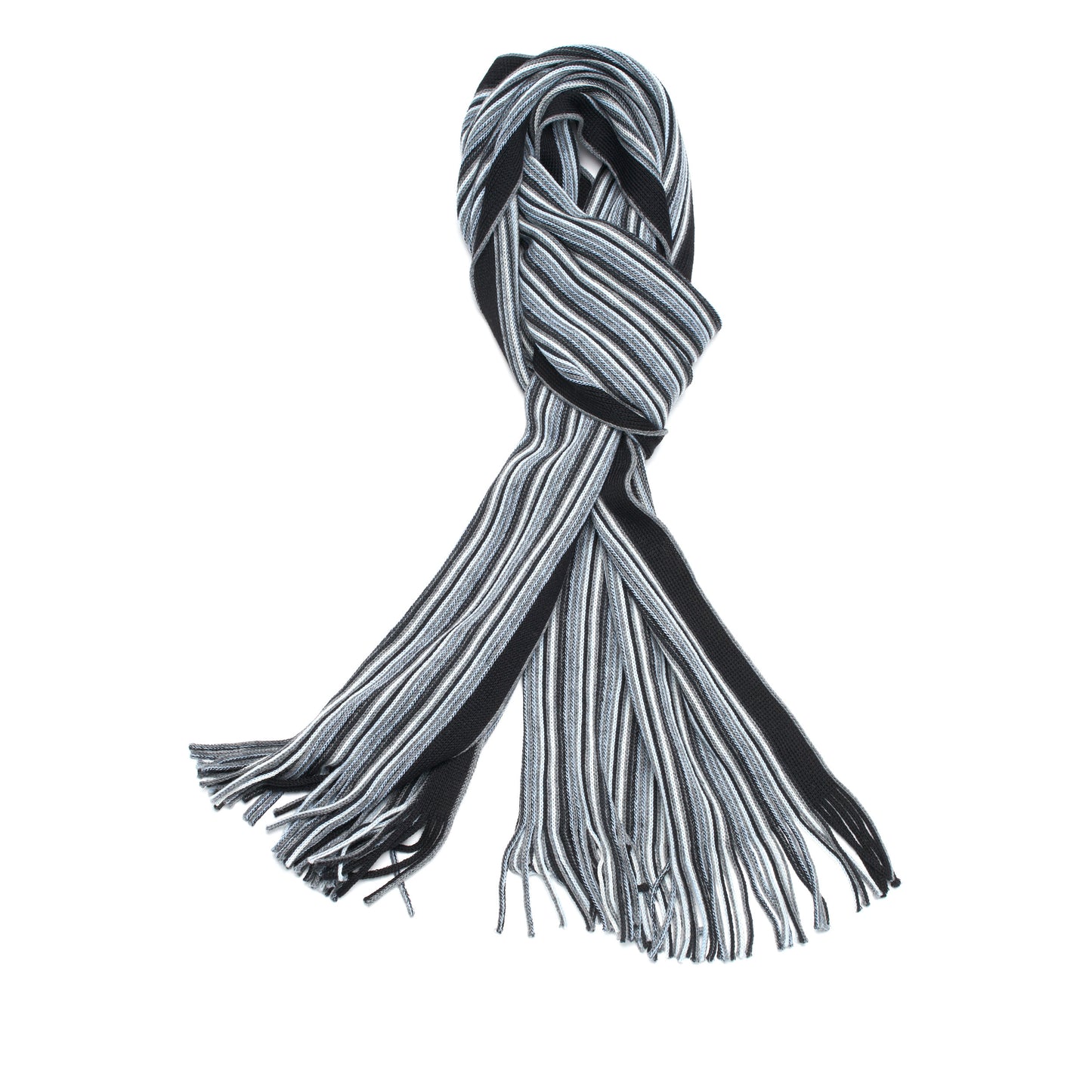 Colorful Pencil Stripe Wool Knit Scarf with Fringe -06