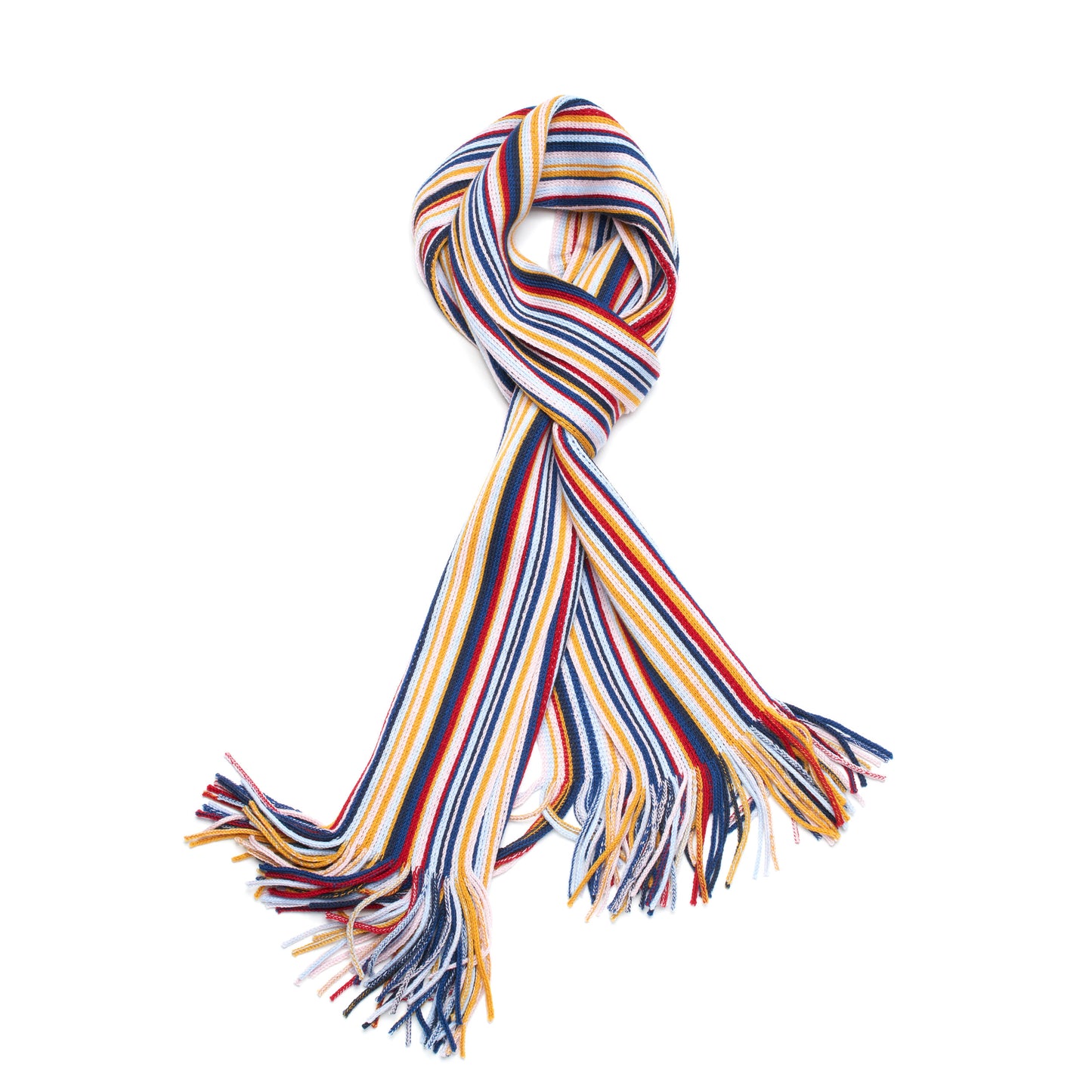 Colorful Pencil Stripe Wool Knit Scarf with Fringe -09