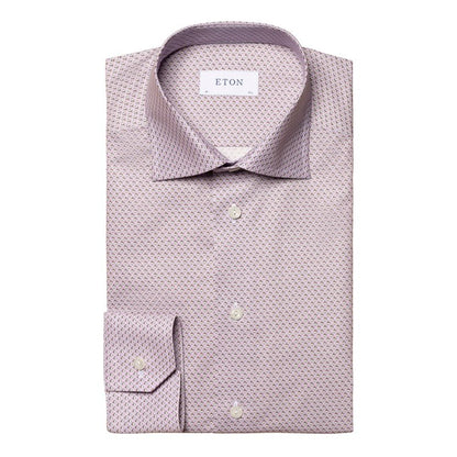 Eton Signature Twill Sport Shirt in Pink Espresso Cup Print