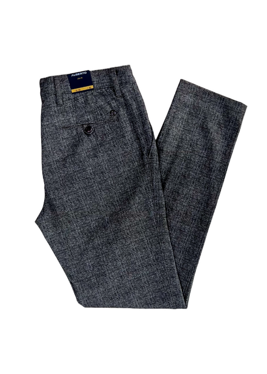 Alberto Regular Fit in Jersey Check Pattern Olive