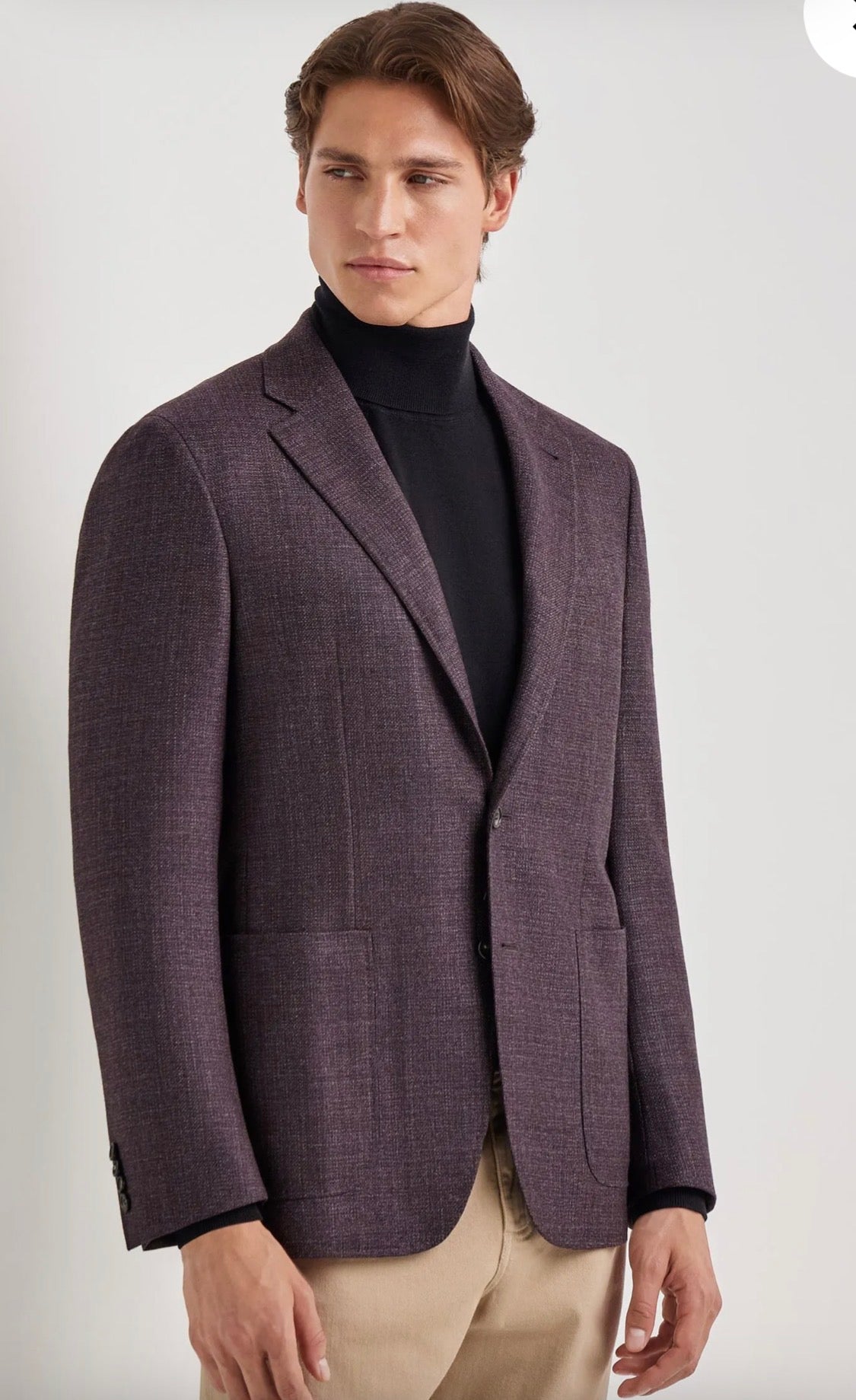 Canali Kei Model Wool Sport Coat in Plum