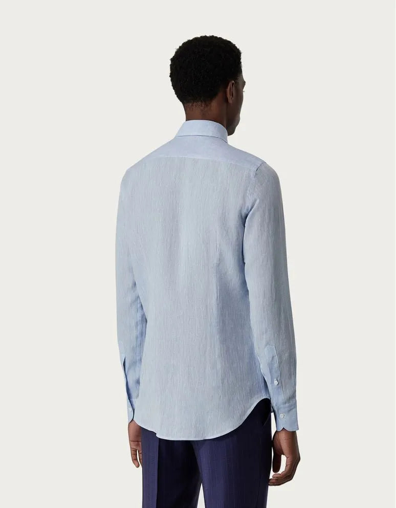 Canali Linen Sport Shirt in Light Blue