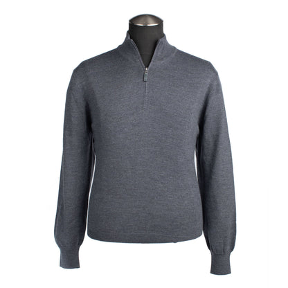 Gran Sasso Extra Fine Merino Wool Quarter-Zip Sweater in Gray