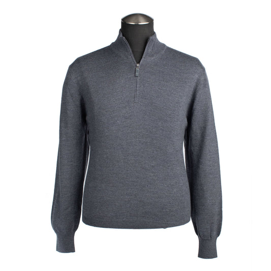 Gran Sasso Extra Fine Merino Wool Quarter-Zip Sweater in Charcoal Gray