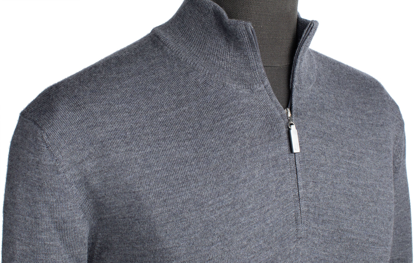 Gran Sasso Extra Fine Merino Wool Quarter-Zip Sweater in Gray
