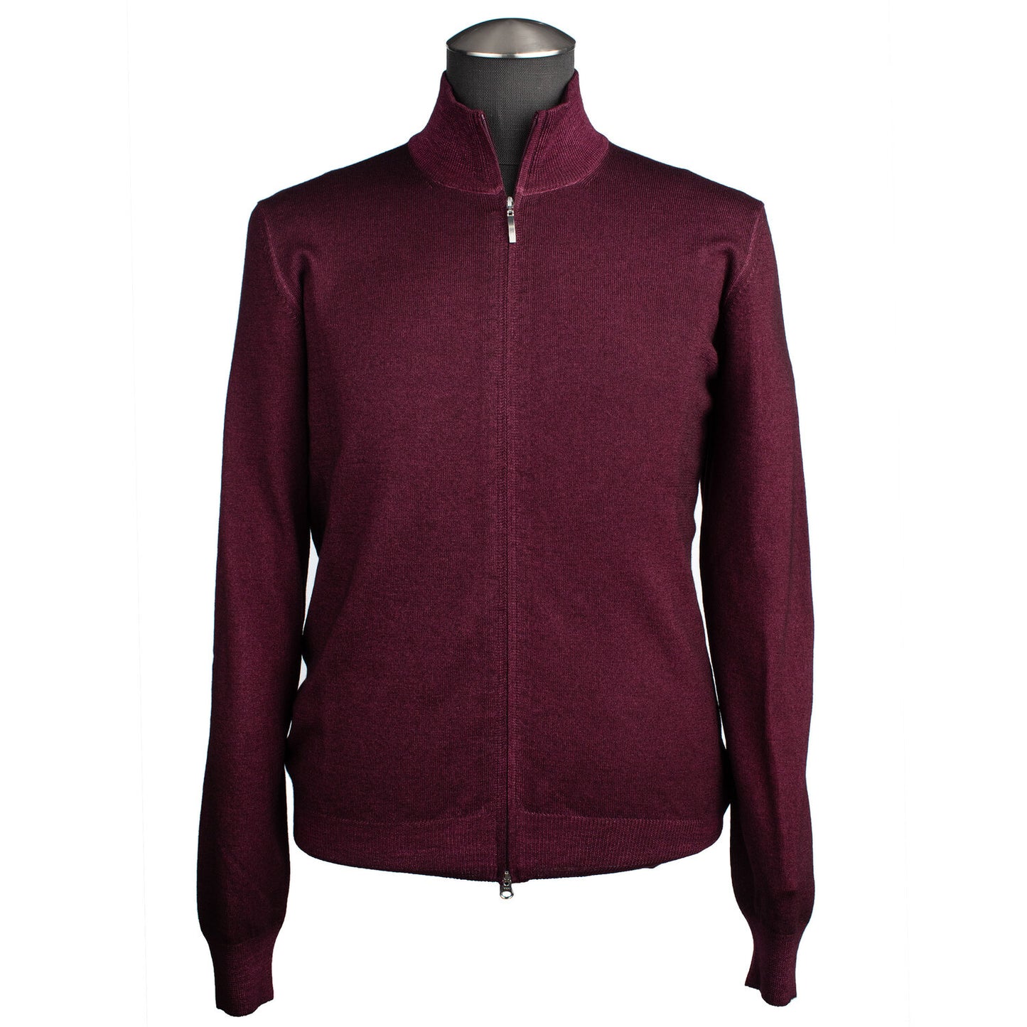 Gran Sasso Merino Wool Full-Zip Sweater in Wine