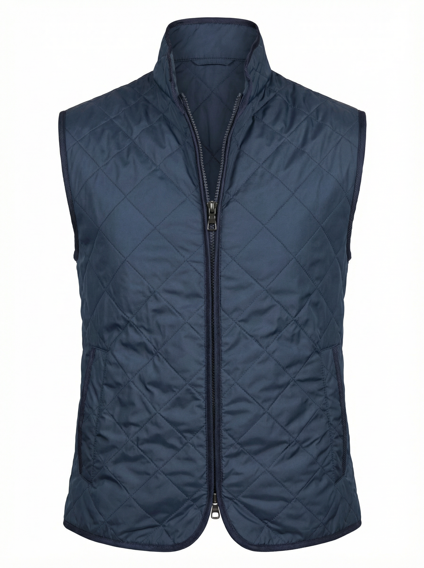 Waterville Nylon Quilted Vest with Tonal Trim in Navy