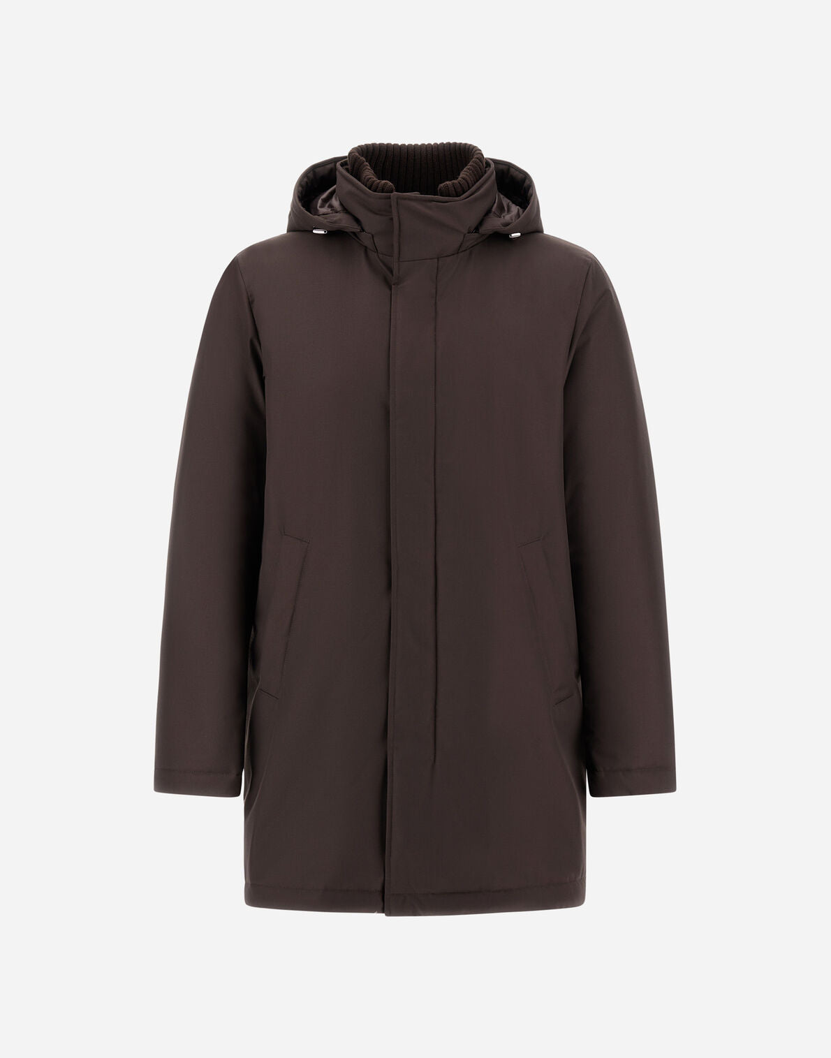 Herno Water-Resistant Parka Coat with Removable Hood – Chocolate