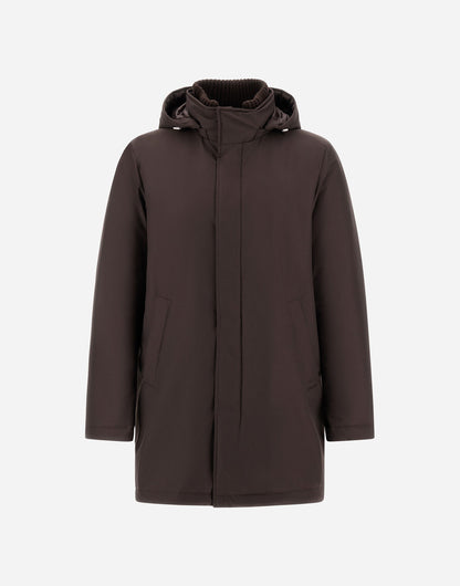 Herno Water-Resistant Parka Coat with Removable Hood – Chocolate