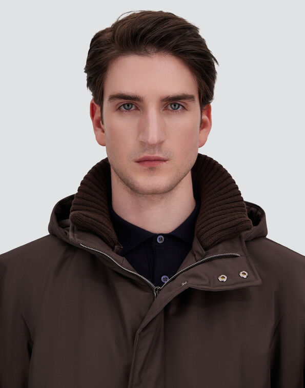 Herno Water-Resistant Parka Coat with Removable Hood – Chocolate