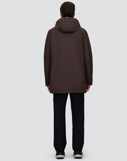 Herno Water-Resistant Parka Coat with Removable Hood – Chocolate
