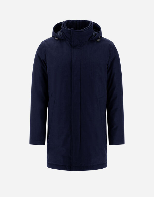 Herno Water-Resistant Parka Coat with Removable Hood – Navy