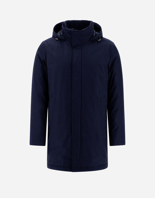 Herno Water-Resistant Parka Coat with Removable Hood – Navy
