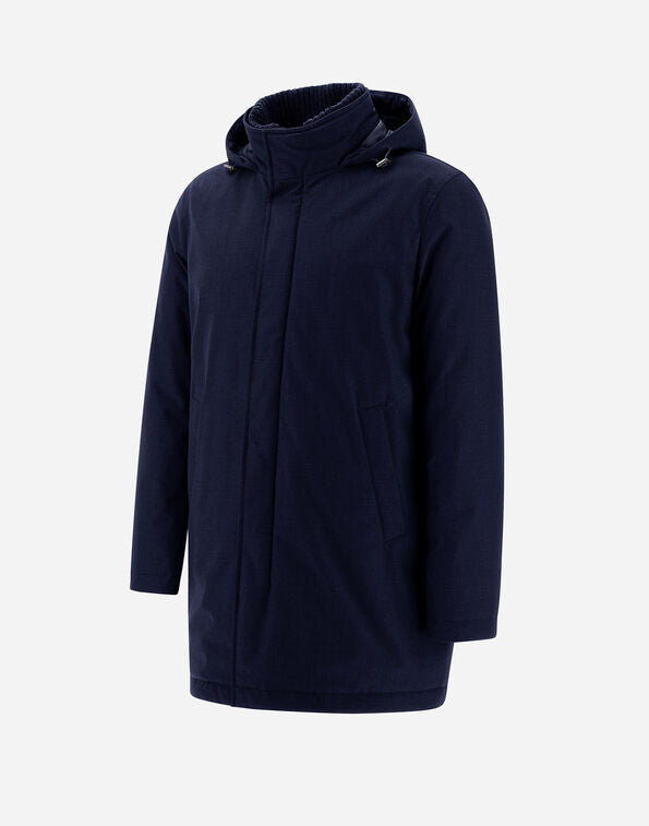 Herno Water-Resistant Parka Coat with Removable Hood – Navy
