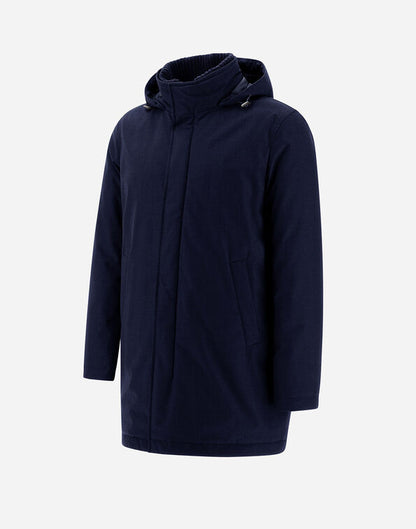 Herno Water-Resistant Parka Coat with Removable Hood – Navy