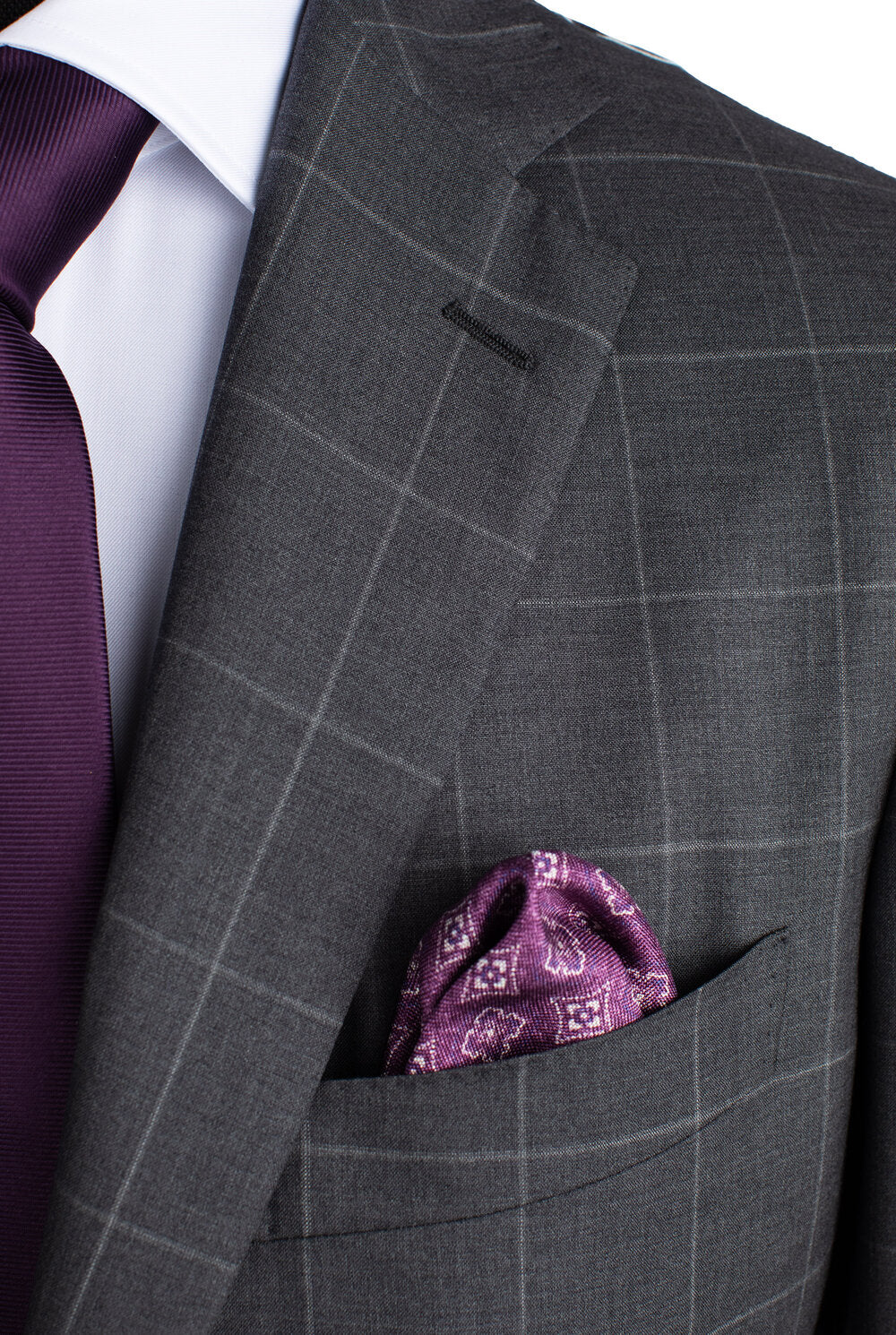 Belvest Super 130 Suit in Mid Gray Windowpane