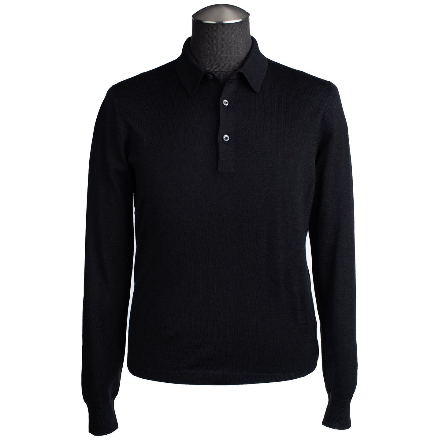 Gran Sasso Silk and Merino Wool Polo Sweater in Black