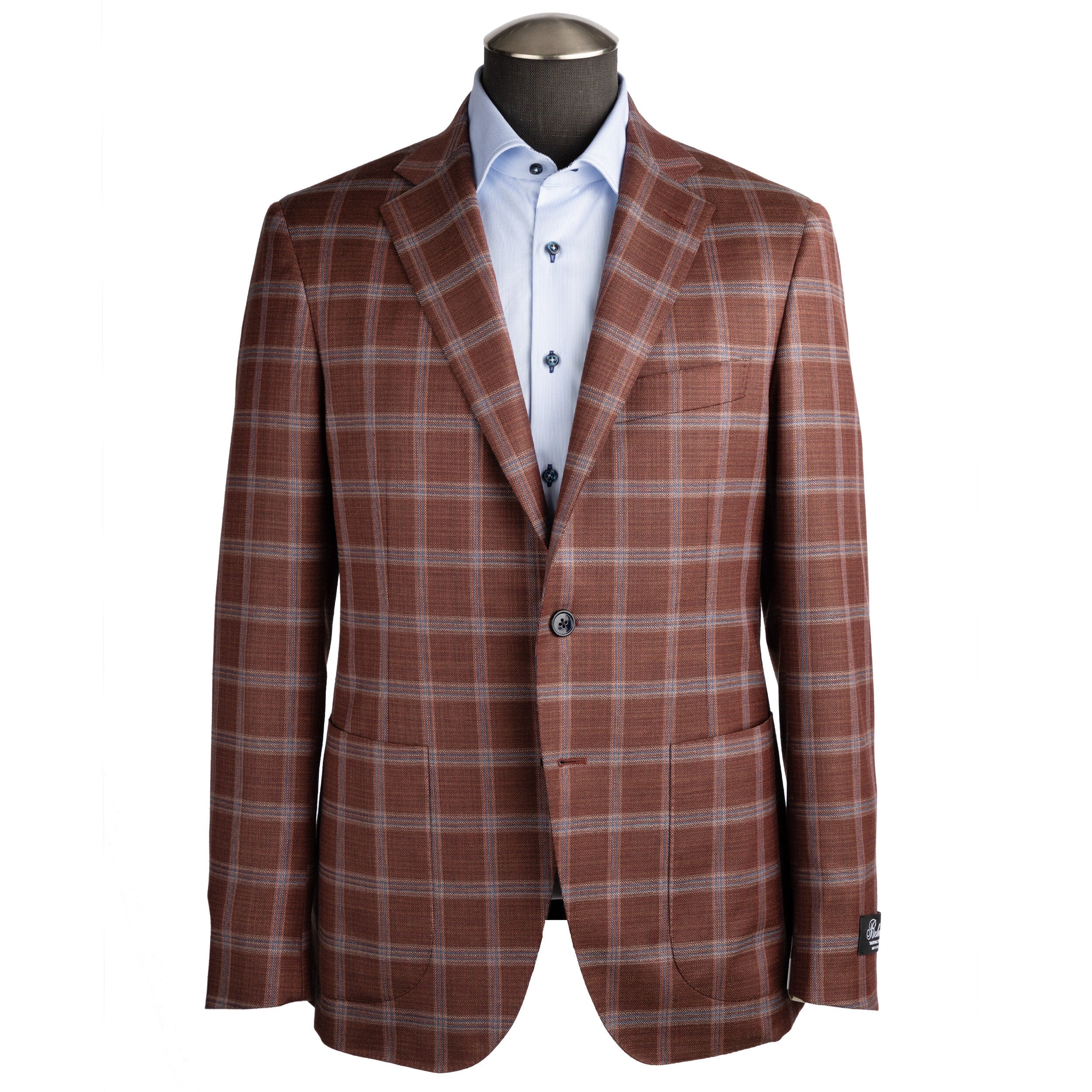 Belvest Jacket-in-the-Box Sport Coat in Rust and Beige Plaid - 40R / 2