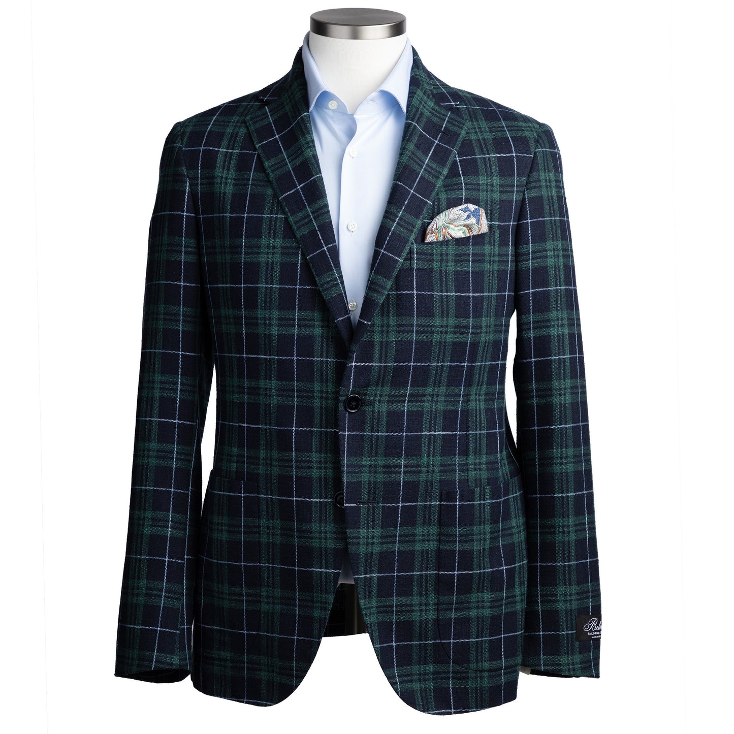 Belvest Sport Coat in Scottish Green Windowpane