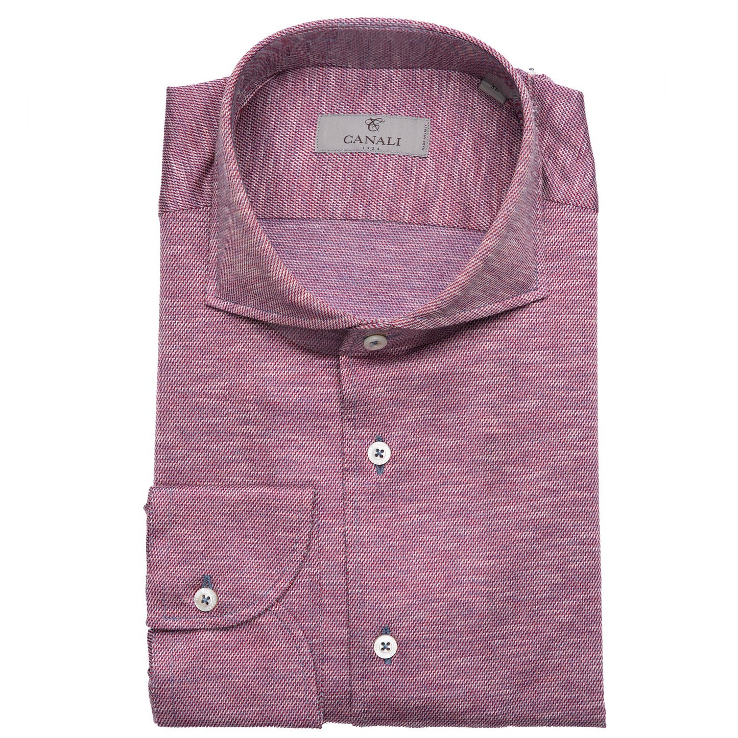 Canali Modern Fit Cotton Jersey Shirt in Light Maroon