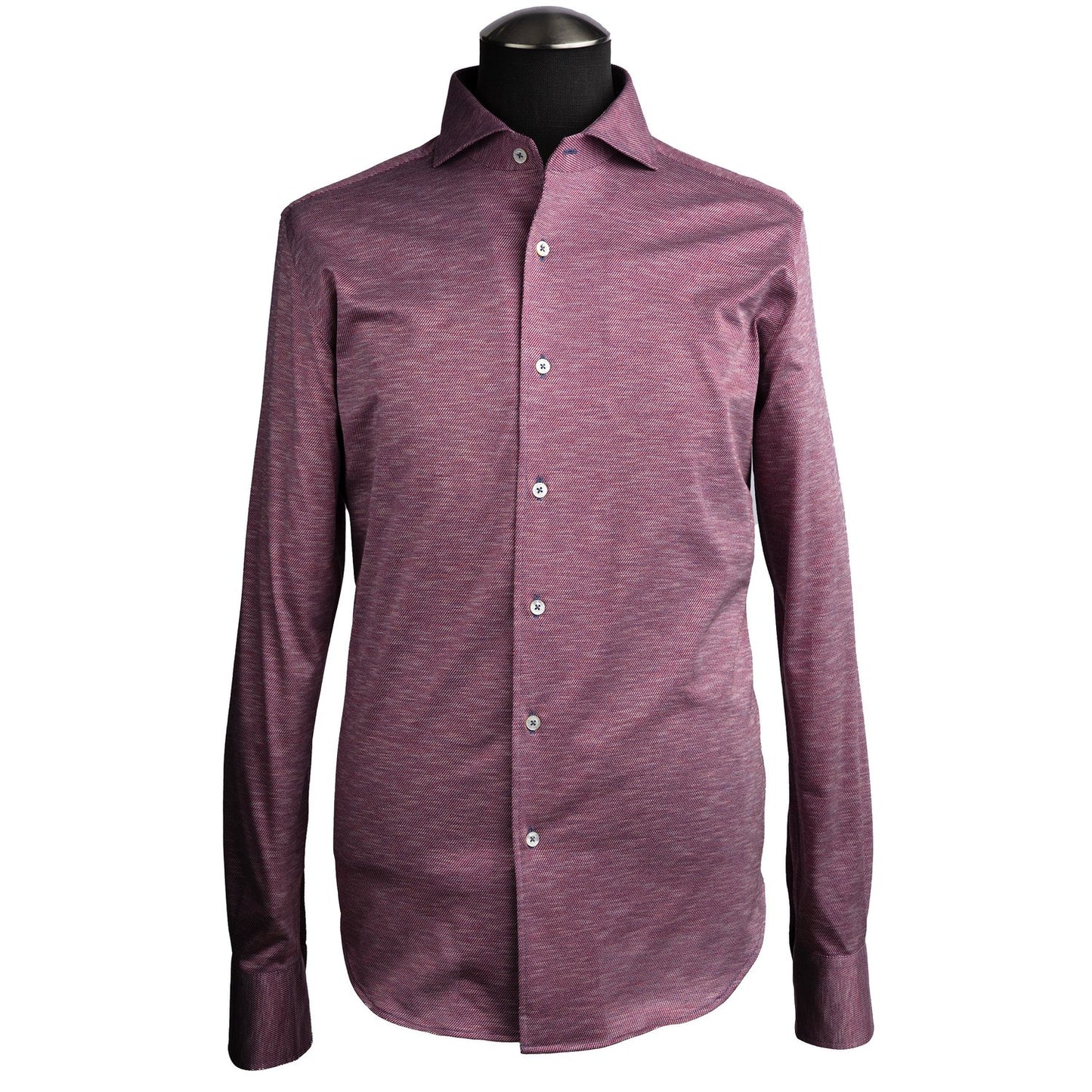 Canali Modern Fit Cotton Jersey Shirt in Light Maroon